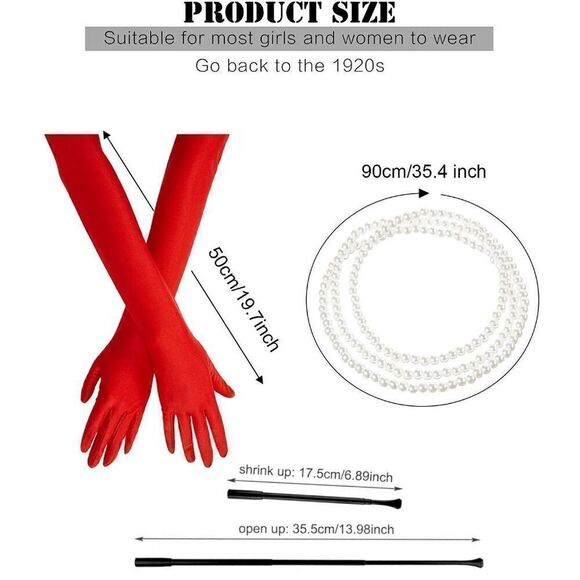 🖤🤍 6PCS Halloween Bundle Cruella Cosplay Costume Party 1920s Accessories Set - Picture 13 of 16